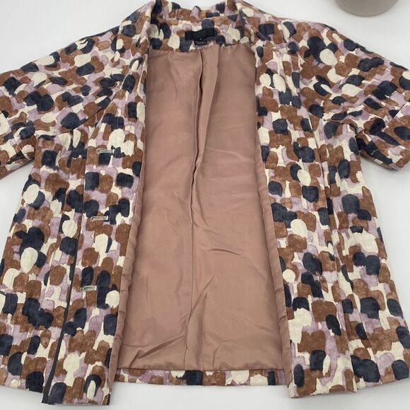 J.Crew Cotton Silk Blend Jaquard Print Short Sleeve Collared Fall Jacket Size 4 - Picture 10 of 13
